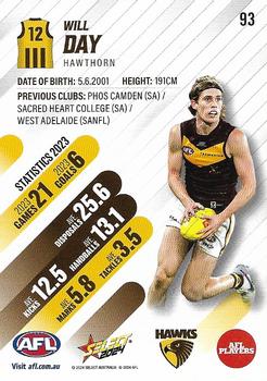 2024 Select AFL Footy Stars #93 Will Day Back